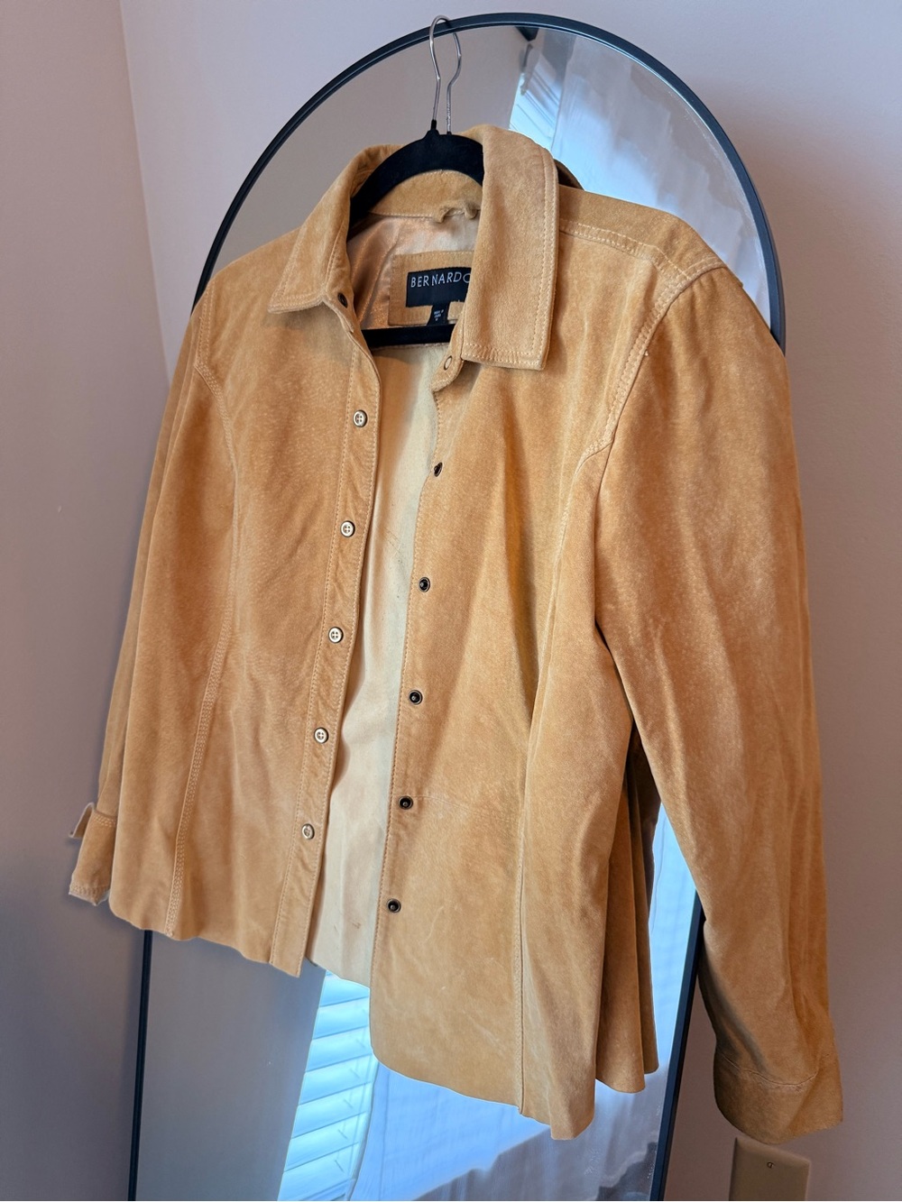 Bernardo Camel Suede Button-Front Jacket